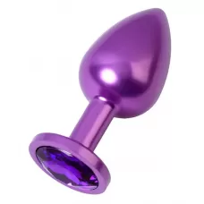 Фиолетовый анальный плаг с кристаллом фиолетового цвета - 8,2 см фиолетовый 