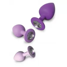 Набор из 3 фиолетовых анальных пробок со стразами Little Gems Trainer Set фиолетовый 