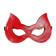 Двусторонняя красно-черная маска с ушками из эко-кожи красный с черным 