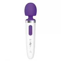 Фиолетово-белый перезаряжаемый жезловый вибратор Aqua Mini Rechargeable фиолетовый с белым 