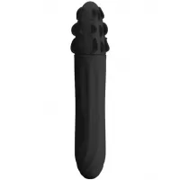 Черный вибромассажер-ротатор Aaron с рельефной массирующей головкой - 19,5 см черный 