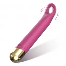 Розовый вибратор с отверстием для стимуляции клитора - 18,2 см розовый 