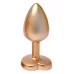 Золотистая анальная пробка с прозрачным кристаллом-сердцем Pearl Gold Plug Small золотистый 