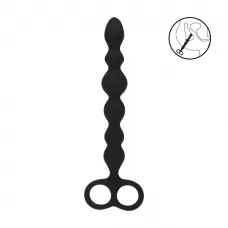 Черная анальная цепочка Beaded Silicone Anal Probe with Double Loop - 24 см черный 