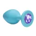 Малая голубая анальная пробка Emotions Cutie Small с фиолетовым кристаллом - 7,5 см фиолетовый 