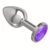 Серебристая анальная втулка с фиолетовым кристаллом - 7 см фиолетовый 