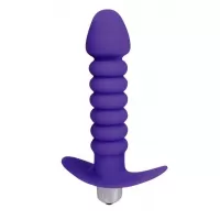 Фиолетовая анальная вибровтулка-елочка с ограничителем - 11,5 см фиолетовый 
