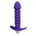 Фиолетовая анальная вибровтулка-елочка с ограничителем - 11,5 см фиолетовый 