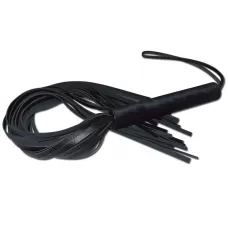 Чёрная кожаная плеть с жесткой ручкой - 63 см черный 