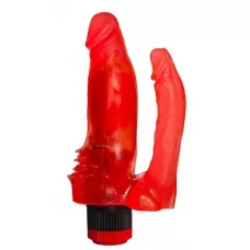 Красный анально-вагинальный вибратор №11 - 15,5 см красный 