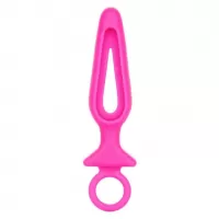 Розовая силиконовая пробка с прорезью Silicone Groove Probe - 10,25 см розовый 