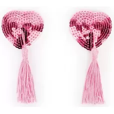 Розовые пэстисы-сердечки с кисточками розовый 