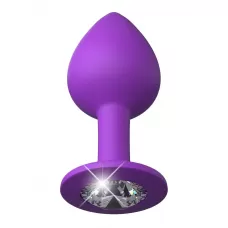 Фиолетовая анальная пробка со стразом Her Little Gem Medium Plug - 8,3 см фиолетовый 