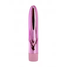Розовый глянцевый пластиковый вибратор - 14 см розовый 