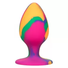 Яркая анальная пробка Cheeky Large Tie-Dye Plug - 9 см разноцветный 