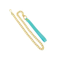 Голубой кожаный поводок с карабином для ошеиника - 80 см голубой 