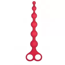 Красная анальная цепочка Ribbed Silicone Anal Beads - 26 см красный 