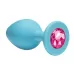 Малая голубая анальная пробка Emotions Cutie Small с розовым кристаллом - 7,5 см розовый 