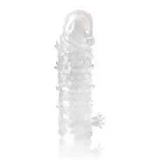 Закрытая прозрачная рельефная насадка Crystal sleeve - 13 см прозрачный 