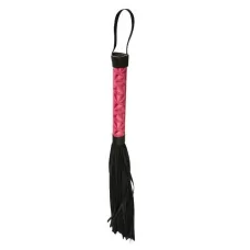 Аккуратная плетка с розовой рукоятью Passionate Flogger - 39 см розовый с черным 