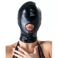 Черная эластичная маска на голову с отверстием для рта черный 