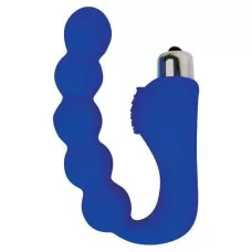 Синий силиконовый анальный вибромассажер-елочка синий 