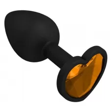Черная силиконовая пробка с оранжевым кристаллом - 7,3 см оранжевый 
