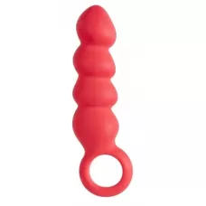 Красный анальный стимулятор в форме ёлочки с кольцом красный 