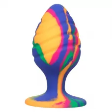 Яркая анальная пробка Cheeky Large Swirl Tie-Dye Plug - 9 см разноцветный 