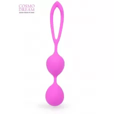 Розовые силиконовые вагинальные шарики с петлей - 17 см розовый 