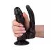 Двойной чёрный фаллоимитатор на присоске - 15 см черный 
