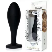 Черная анальная втулка с прозрачным кристаллом - 9,2 см черный 