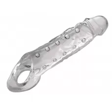 Прозразная закрытая насадка на пенис с поддержкой мошонки Clearly Ample Penis Enhancer - 22 см прозрачный 