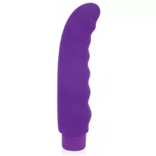 Фиолетовый изогнутый ребристый вибромассажер - 15 см фиолетовый 