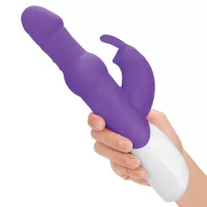Фиолетовый вибратор-кролик с вращающимися бусинами - 25 см фиолетовый 