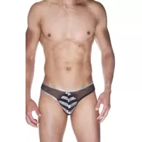 Стильные трусы-джоки в полосочку серебристый с черным S-M