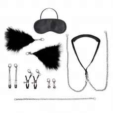 Большой эротический набор из 12 предметов Interchangeable Collar   Nipple Clips Set черный 