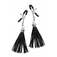 Зажимы на соски «Прищепки» с черными кисточками из замши черный 