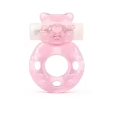 Розовое эрекционное виброкольцо в форме мишки розовый 