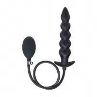 Черная анальная елочка с функцие расширения Beaded Inflatable Silicone Anal Plug черный 