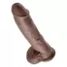 Большой коричневый фаллоимитатор с мошонкой 10  Cock with Balls на присоске - 25,4 см коричневый 