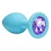Средняя голубая анальная пробка Emotions Cutie Medium с фиолетовым кристаллом - 8,5 см фиолетовый 