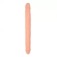 Телесный двусторонний фаллоимитатор - 36 см телесный 