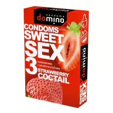 Презервативы для орального секса DOMINO Sweet Sex с ароматом клубничного коктейля  - 3 шт  