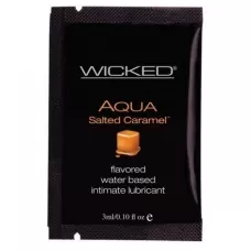 Лубрикант со вкусом соленой карамели Wicked Aqua Salted Caramel - 3 мл  