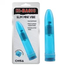 Голубой мини-вибратор Slim Mini Vibe - 13,2 см голубой 