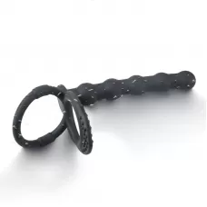 Черная насадка на пенис для двойного проникновения - 13,8 см черный 