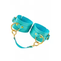 Голубые однослойные кожаные оковы голубой 