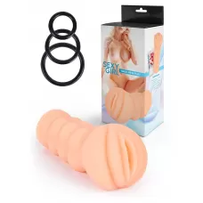Телесный мастурбатор-вагина с эрекционными кольцами в комплекте телесный Телесный мастурбатор-вагина с эрекционными кольцами в комплекте телесный