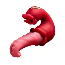 Красный вибратор-язык с вакуумной стимуляцией клитора красный 